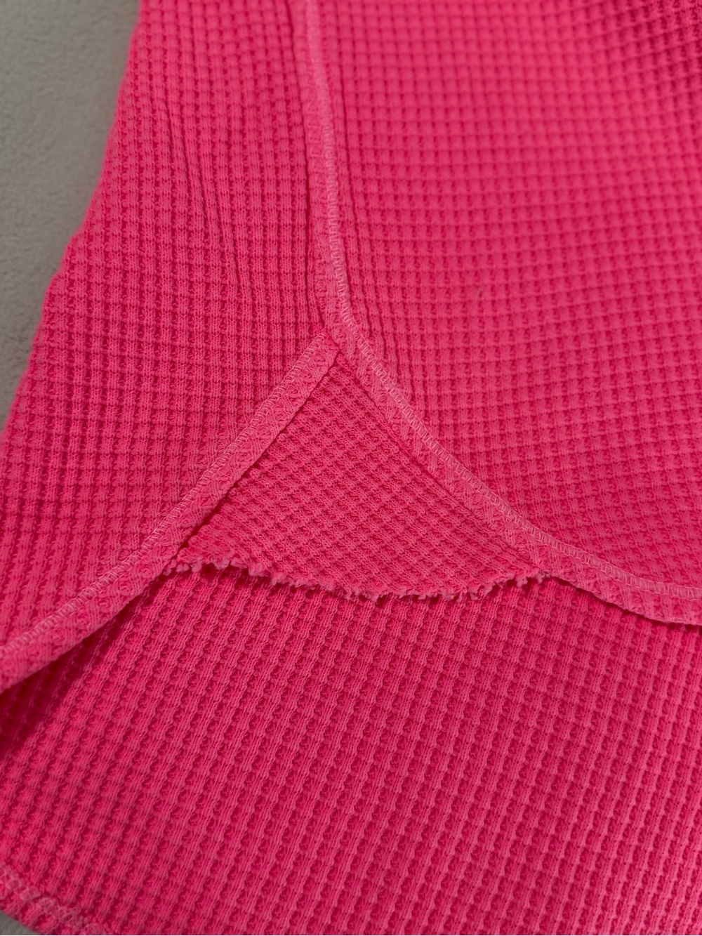 Aerie Lumberjane Waffle Shirt Shacket Coral Sun Neon Pink Oversized Small - Picture 10 of 12